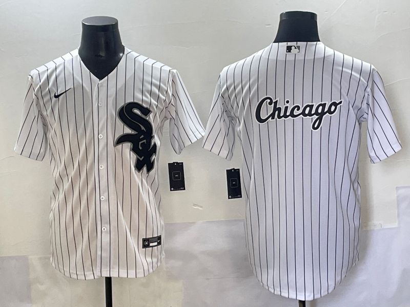 Men 2025 Chicago White Sox Blank White Stripe Game Nike MLB Jersey style 9->women mlb jersey->Women Jersey